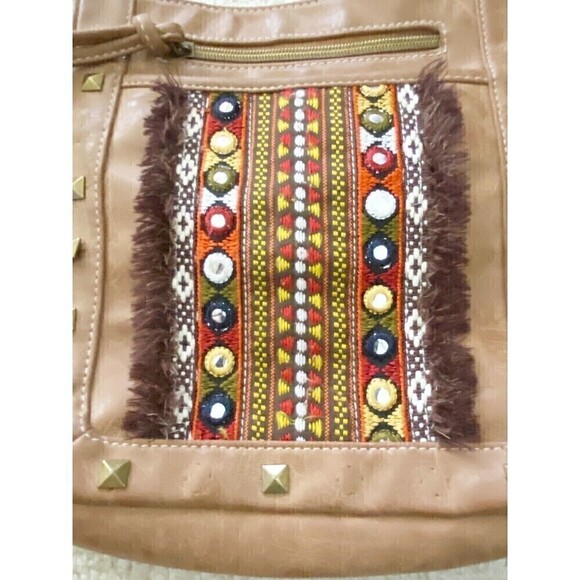 Boho Hippie Crossbody Embroidered Handbag Shoulder Festival Brown Beaded Gypsy - Picture 3 of 9